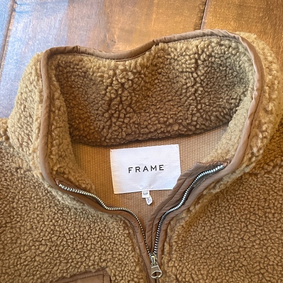 FRAME Cozy Brown Sherpa Quarter Zip Fleece size small - Picture 2 of 3